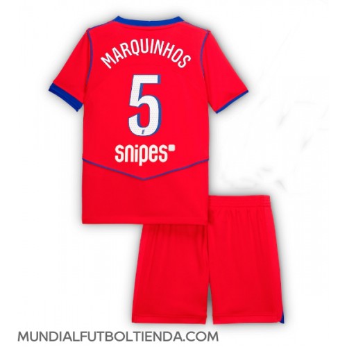 Camiseta Paris Saint-Germain Marquinhos #5 Tercera Equipación Replica 2025-26 para niños mangas cortas (+ Pantalones cortos)